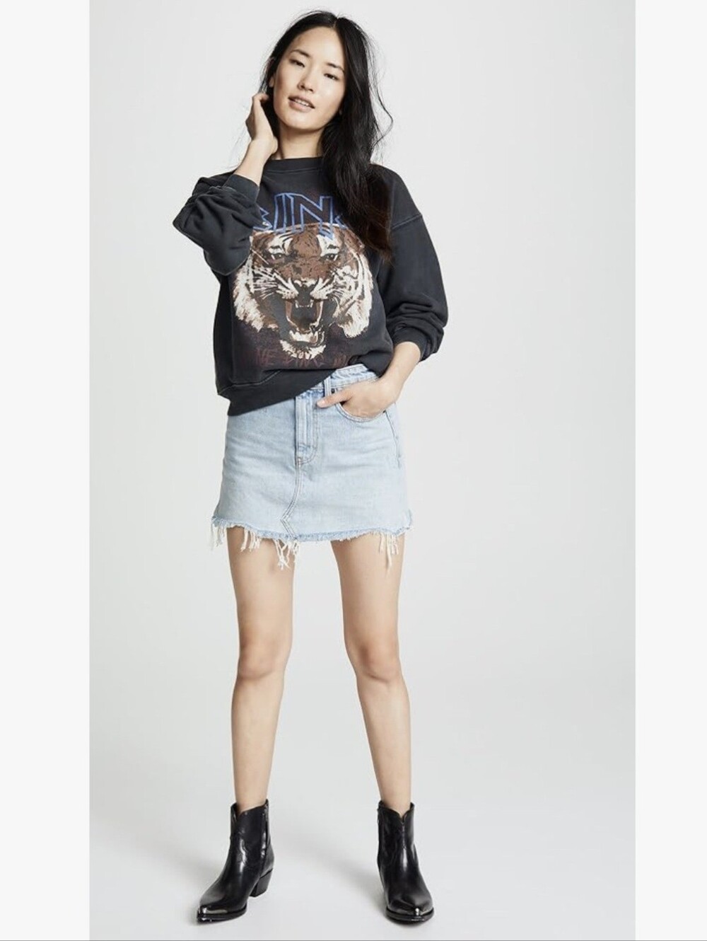 Anine Bing Tiger Muse Graphic Print Crewneck Sweatshirt